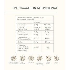 Citrato de Magnesio 500 mg con Inulina de Agave Suplemento Alimenticio Contribuye al Funcionamiento Normal de los Músculos y del Sistema Nervioso con 