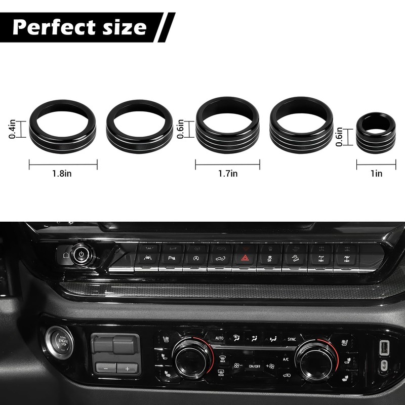 RT-TCZ for Silverado Headlight AC Knob Trim Rings for Chevy