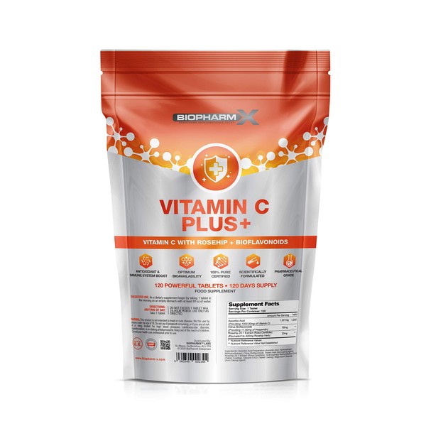 Vitamin C 1000mg Tablets + Rosehip & Bioflavanoids (4 Month