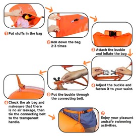 XZSUN 20L Storage Swim Buoy for Open Water Swimmers ，Waterproof Dry Bag Swim Safety Float(Orange)