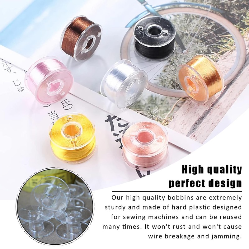 FIBOUND 100 Pieces Transparent Plastic Sewing Machine Bobbins, Plastic Bobbins