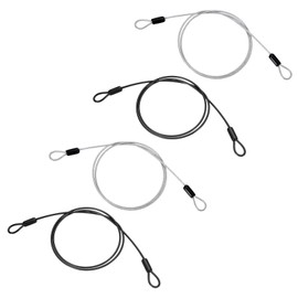 PATIKIL 1/8" Dia Vinyl Coated Stainless Steel Cable with Loops, 4 Pcs 3 ft (39") Flexible Wire Rope Security Chain Lanyard Lock for Outdoor Stage Lighting Luggage Lock, Black/Clear