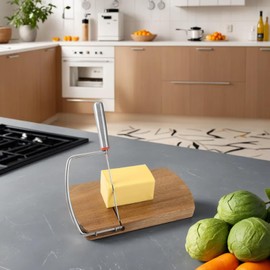 Wire Cheese Slicer Board, Cheese Board Cutter, Multipurpose Acacia Wood Cheese Slicers for Block Cheese Butter Sausages Bread Vegetable