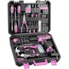 PULITUO Drill Set, 149-Piece Home Tool Set with 12V Pink