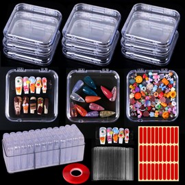 Major Dijit Press On Nail Packaging Box Nail Storage Case with 2 Style Adhesive Double Sided Tape and Nail Display Sticks for Nail Display Organizer Nail Salon Supplies