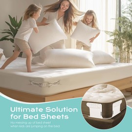 Bed Sheet Holder – Premium Lock Fitted Sheet Holder, Heavy-Duty Bed Sheet Fasteners, Secure Corner Straps for All Mattress Sizes, Easy to Install (White)