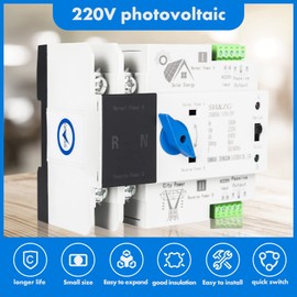 Victool Dual Power Automatic Transfer Switch 2P, AC 220V Photovoltaic Uninterrupted Power Switch, High Sensitive Response Electronic Circuit Breaker Changeover Switch