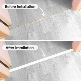 Rubber Bond Floor Transition Strip, Self-Adhesive Vinyl Flooring Transitions Laminate Floor Cover Strips | Flat Divider Strip, Easy to Install & Peel (48 Inches, White)