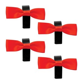 Equetech Red Horse Bridle Warning Ribbons, Set of 4, Competition Bow Ribbons with Black Straps (Red)