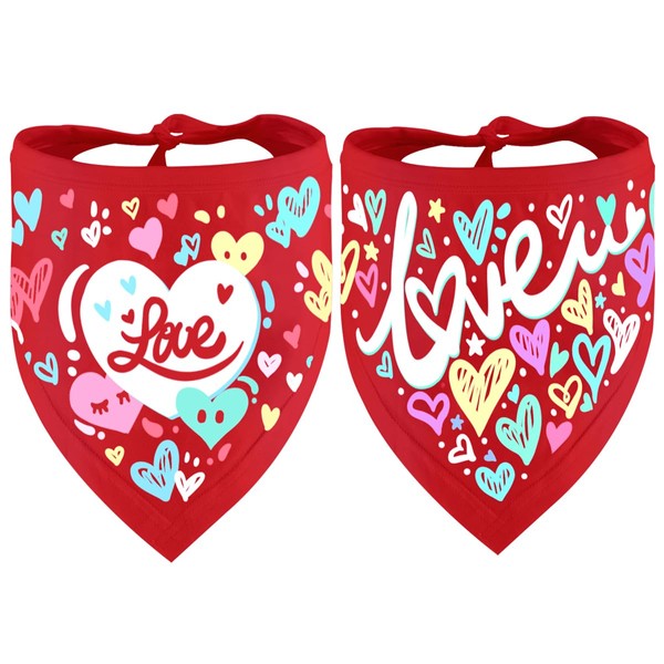 Dzmodz Valentine's Day Dog Bandanas 2-Pack, Valentine's Day Pet Scarves