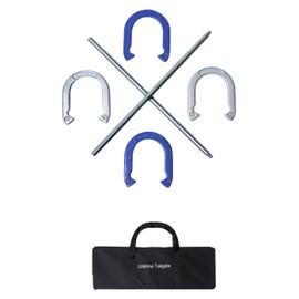 Pro Horseshoe Set - Powder Coated Steel with Carry Case by Trademark Innovations, Blue and Silver