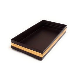 3SCompany Amenity Tray Powder Coated Stainless Steel 10"x5"x1.5", Oil Rubbed Bronze with Gold Ribs Accents
