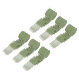 MECCANIXITY Chiffon Ribbon, 1.5" x7 Yard Silk Ribbon Dusty Green Tulle Satin Fabric Ribbon for Gift Wrapping Invitations Bridal Bouquets,Pack of 6