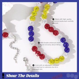 Inspired Bling Baseball Necklace For Athlete Players|Ice Collection Sparkle Pollyanna Rhinestone Beaded Baseball Necklaces|Adjustable Baseball Drip Accessory Gifts For Men Women Phillies 16in