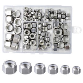 Wensilon(100pcs) Self Clinching Nuts Kit 304 Stainless Steel Self-Lock Nylon Inserted Hex Lock Nuts Set,6#32 8#32 10#24 1/4 5/16 3/8