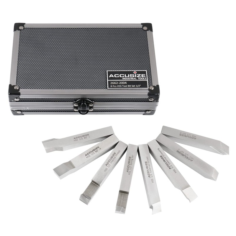 Accusize Industrial Tools 1/2'' 8 Pcs Hss Tool Bit Set,