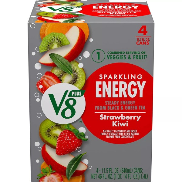 V8 (4 Pack) V8 SPARKLING Strawberry Kiwi Energy Drink with
