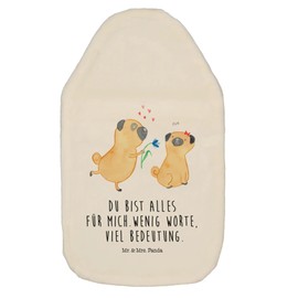 Mr. & Mrs. Panda Hot Water Bottle Pug in Love - Gift, Grain Cushion, Dog, Hot Water Bottle with Cover, Small Hot Water Bottle, Love, Pugs, Sayings
