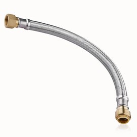 1-Pack GUOFIS 18 Inch Flexible Water Heater Connector,3/4 Inch Push-fit x3/4 Inch FIP, Stainless Steel Braided Hose