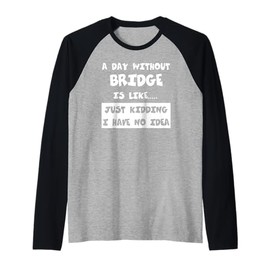 A Day Without Bridge Is Like Gift Funny Tee Bridge Raglan Baseball Tee