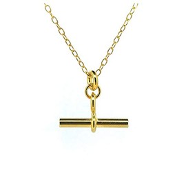 T Bar Necklace 18ct Gold Vermeil 2cm Albert Pendant Chain (18)