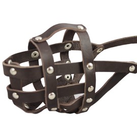 Real Leather Dog Basket Muzzle #104 Brown - Amstaff (Circumference 11.8", Snout Length 3")