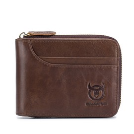 BULLCAPTAIN Leather Wallet Zipper Men Wallet