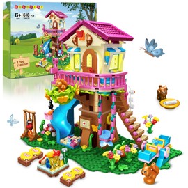 HOGOKIDS Tree House Building Set with LED Light - 622pcs Treehouse Building Blocks Toys, Forest Up House Toys with Slide, Birthday Easter Gifts for Kids Girls Boys Age 8 9 10 11 12+