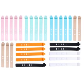 Fgen 30pcs Data Cable Silicone Cable Tie 3 Holes 4 Holes 5 Holes White Cable Tie Silicone Beam Line Square Head Large Round Hole