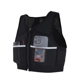 AWAVM Running Vest Phone Holder for Shoulder Reflective Zipper Breathable Running Vest Reflective Sports Jogging Adjustable Belt (S)