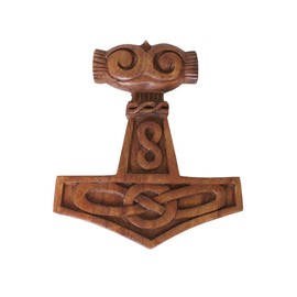 Hammer Celtic Knot Hand Carved Wooden Wall Art-Viking