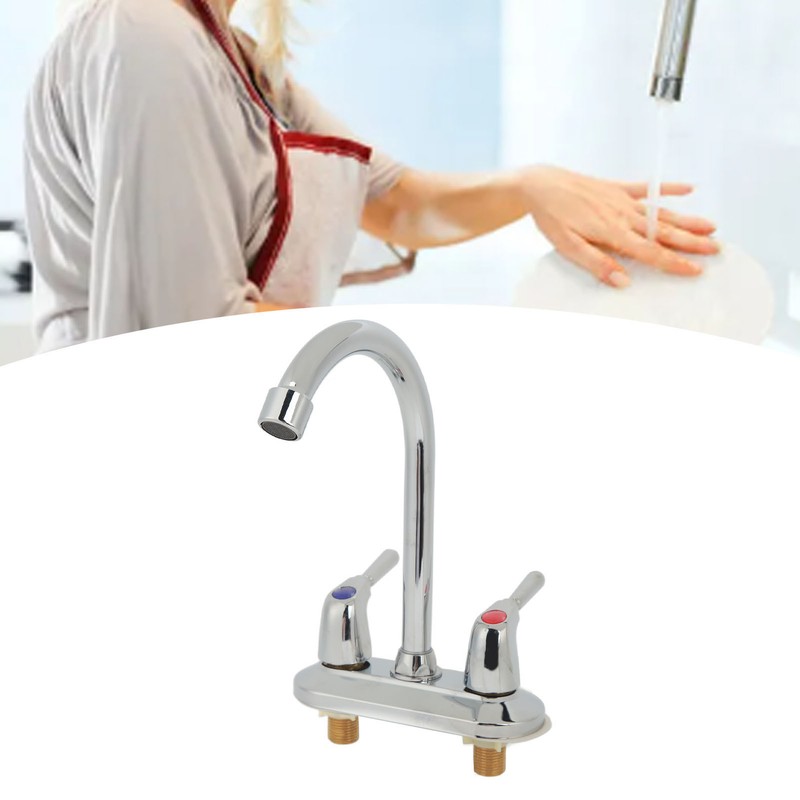 Sink Faucet 2 Handle 2 Holes Deck Plate Design Hot