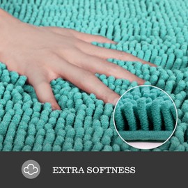 Yeaban Bathroom Runner Rug 30 x 50 Inch – Thick Chenille Long Bath Mat | Absorbent and Washable Extra Large Bath Rug Non-Slip, Soft Runner Rug for Bathroom, Shower, Sink - (Teal)