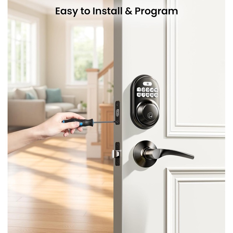 Veise Keyless Entry Door Lock with 2 Lever Handles -