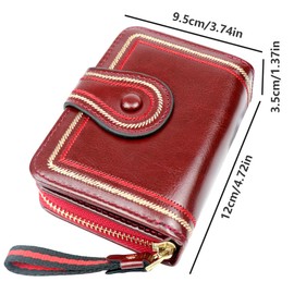 Mikytoper Purses for Women PU Leather Wallet for Women Card Cases & Money Organisers Ladies Wallet Purse for Mothers Day Gifts (Round Buckle - red)
