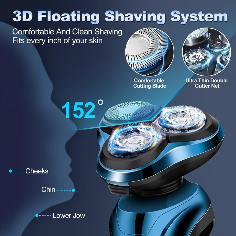 Electric Razor for Men, Men's Rotary Shavers, Waterproof,Wet and Dry