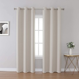 Upcortinassi Inherent Flame Retardant Curtains Room Darkening for Schools Classrooms Dorm Nursing Home Light Beige 42 x 84 1 Panel