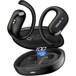 Auriculares abiertos, auriculares de oreja abierta de 50 horas, Bluetooth 5.4, IPX6 auriculares abiertos inalámbricos con gancho ajustable para la ore