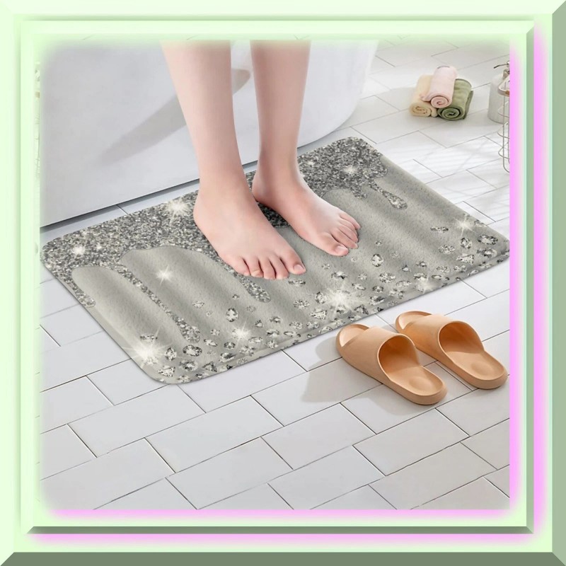 XY ZephyrZone Silver Non-Slip Bath Mat for Bathroom Safety and