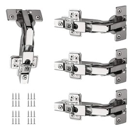 4 Pcs 165 Degree Kitchen Cabinet Hinges, Soft Close Cupboard Door Hinges, Folding Mute Cabinet Hinges with Fixing Screws, Full Overlay Wardrobe Doors Hinges for Cabinet Folden Door Wardrobe Corner