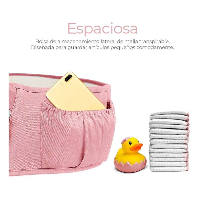 Cangurera Portabebé Raganet Mochila Multifuncional Con Asiento Bebé Color Rosa