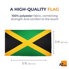 AZ FLAG Jamaica Flag - 3x5 Ft - Light Polyester Jamaican Banner with Two Brass Eyelets - Fade Resistant - Vivid Colors - 3' x 5' Feet - 150x90 Cm