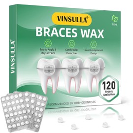 VINSULLA Cera Para Ortodoncia 120 Unidades Envase Individual Higiénico Puntos De Cera Dental Menta