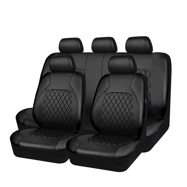 HORSE KINGDOM Universal Faux Leather Car Seat Covers Full Set, Airbag Compatible, Breathable, Fit for Cars, Trucks, SUV (Full Set, Full Black)