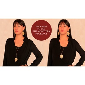 BERMEIO Gold Monstera Necklaces for Women. Trendy Long Paperclip Chain. 14K Gold Plated. Palm Leaf Jewelry. Plant Pendant. Summer Gift for Her.