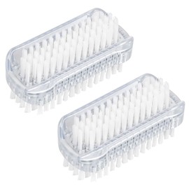 2 Pcs Double Sided Nail Brush, Plastic Handle Nail Scrubbing Brush, Nails Cleaning Brushes for Hands, Toes, Nails, for Home & Salon Use (Transparent)