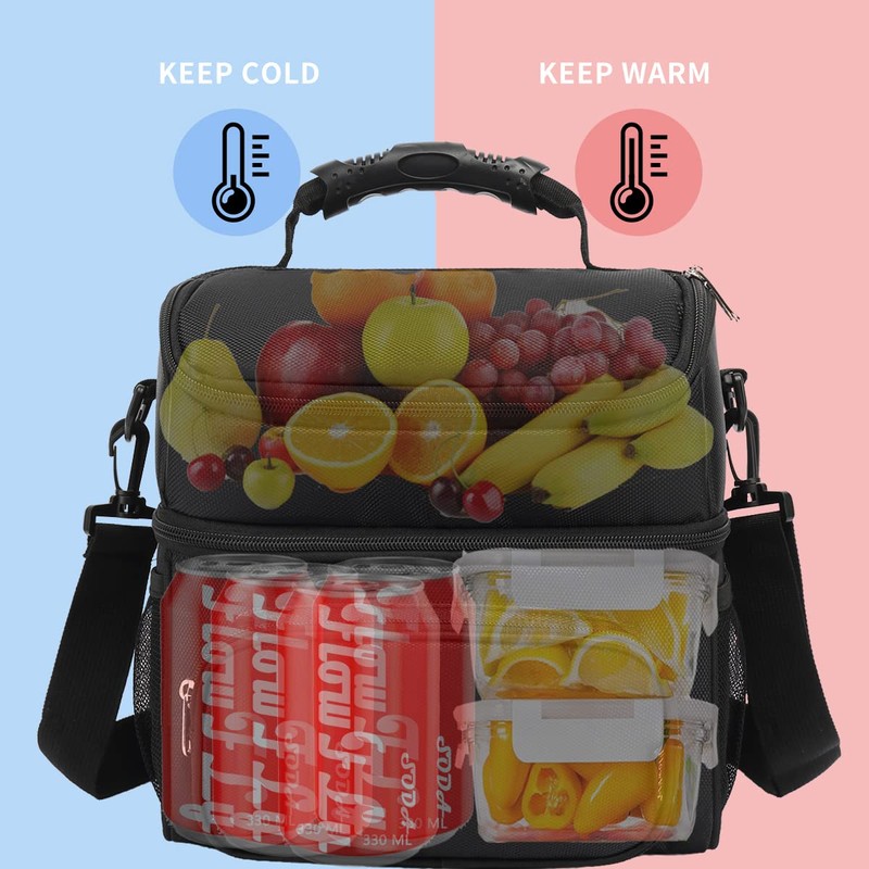 FlowFly Insulated Lunch Bag Adult Lunch Box Large Tote Double