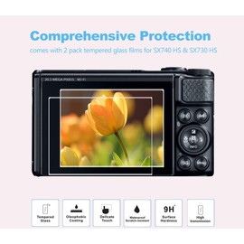 Pocoukate Case for Canon PowerShot SX740 HS Camera with Screen Protector, Soft Silicone Protective Skin with Removable Lens Cover for SX740/SX730 HS Accessories Rubber - Misty White Sakura Pink ﻿