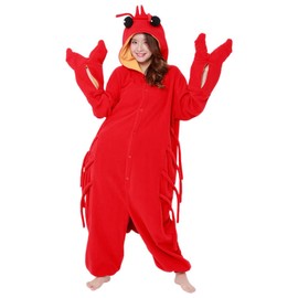 SAZAC Lobster Kigurumi Onesie Costume, Adult, Red