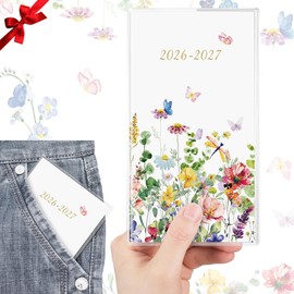 ReliThick 2026-2027 Pocket Calendar for Purse Small Monthly Planner Notebook with PVC Cover Pocket Calendar Journals Notepads Appreciation Gift for Women Mom Friends Teacher (Wildflowers)